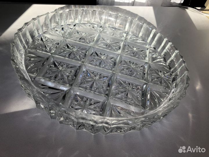 Винтажное блюдо времен СССР, хрусталь,28х4