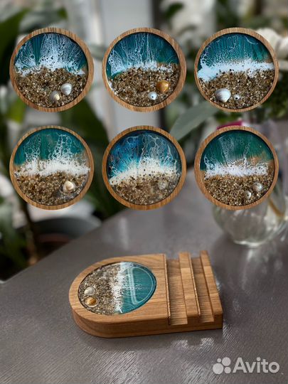 Подставка для телефона из дерева, эпоксидной смолы