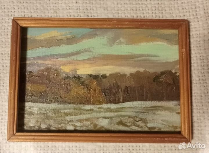 Серия картин 4 Пейзажи СССР масло картон живопись