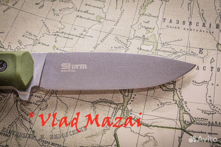 Нож Sturm AUS-8 StoneWash Олива Kizlyar Supreme