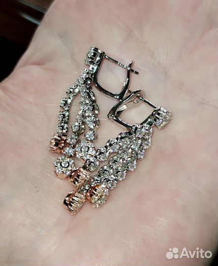 Серьги с муассанитами 2.59 ct