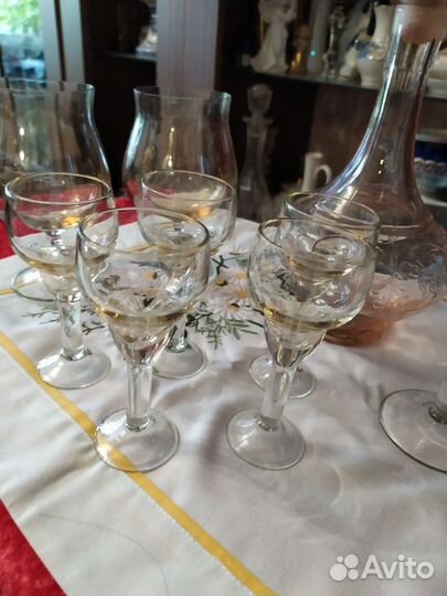 Высокие фужеры Снежинка, цветное стекло