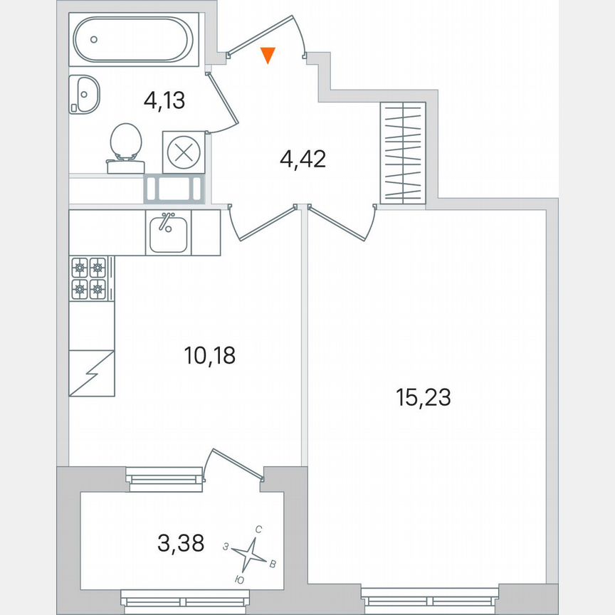 1-к. квартира, 35,7 м², 3/4 эт.