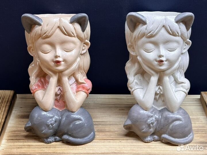 Кашпо девочка с ушками