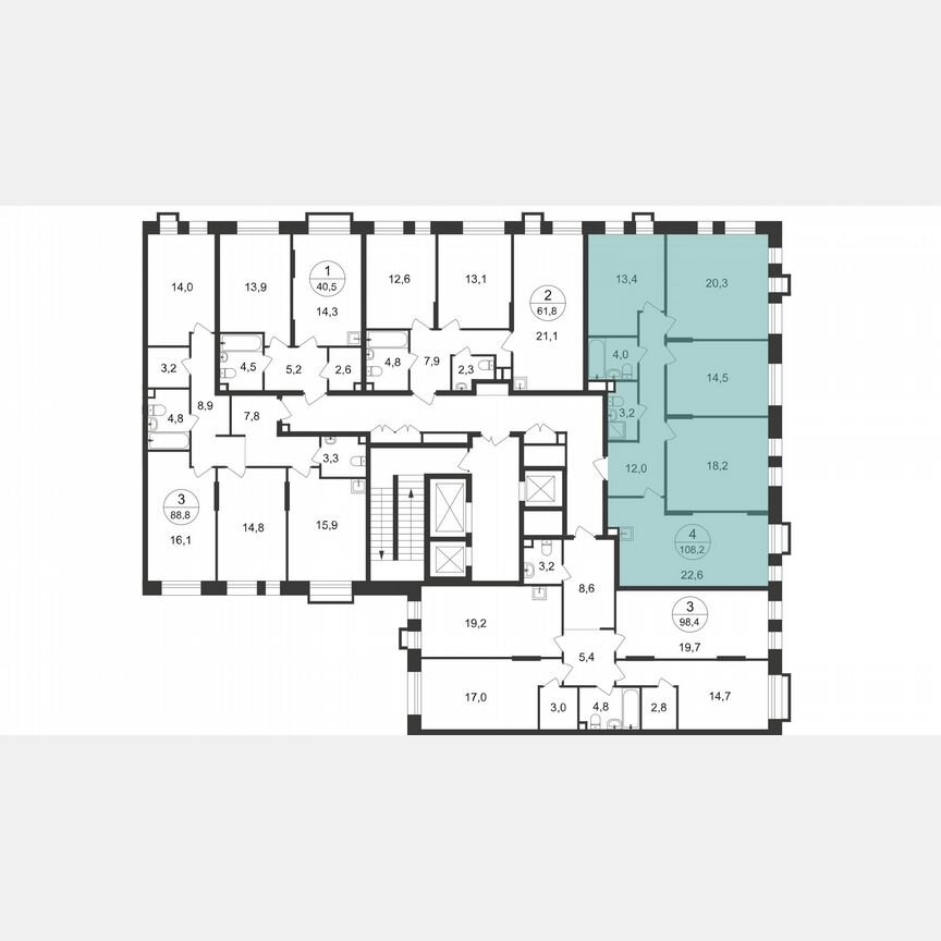 4-к. квартира, 108,2 м², 2/20 эт.