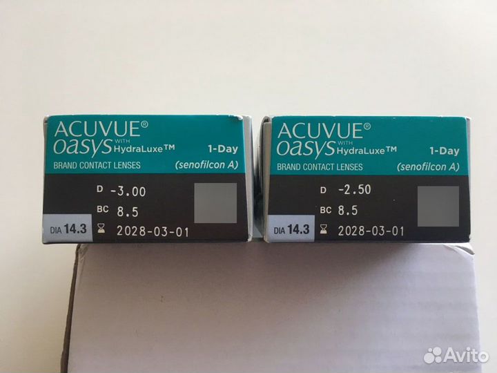 Линзы acuvue oasys однодневные -2,5/3,0