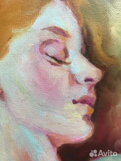 Картина маслом девушка сон нега масло холст