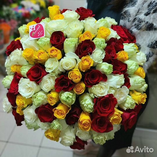 Розы 101шт букет. Доставка роз