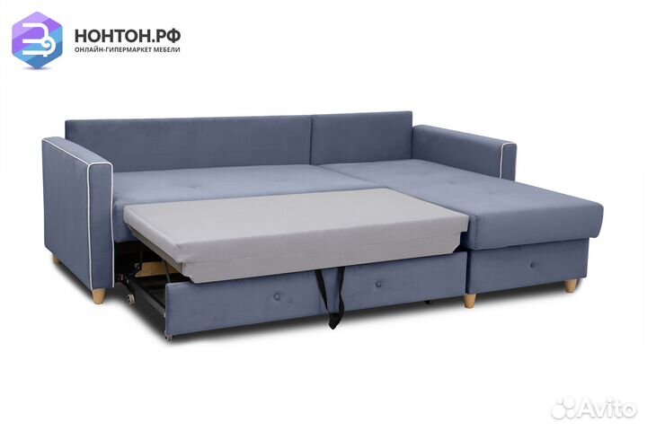 Диван угловой дельфин Айрин светло-синий