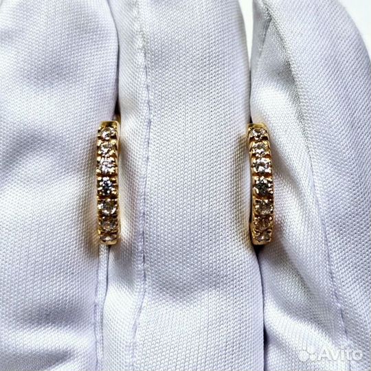 Золотые серьги с фианитом