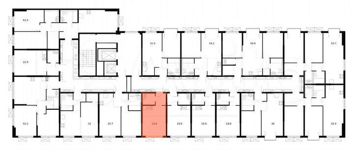 Квартира-студия, 19,9 м², 6/13 эт.