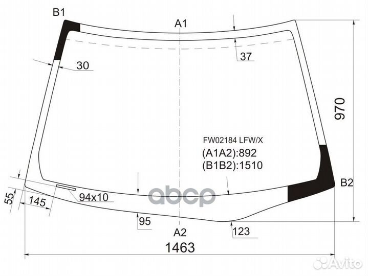 Стекло лобовое honda civic 4D 01-05 FW02184 LFW