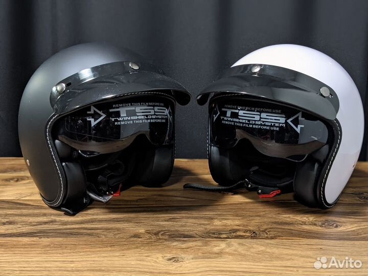 Мотошлем с очками ретро мужской женский новый