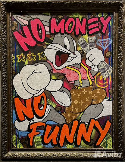 Большая картина граффити поп арт в раме Багс Банни