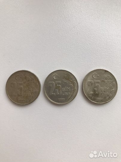 Монета 25 бин лир Турция 1999 г