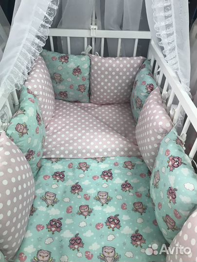 Бортики в кроватку 12 подушек