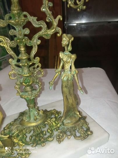 Подсвечник статуэтка бронза мрамор Гербер 1982г