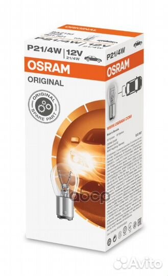 Лампа P21/4W 12V BAZ15d Osram 7225 7225 Osram