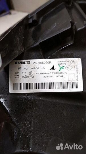 Фара левая Renault Duster