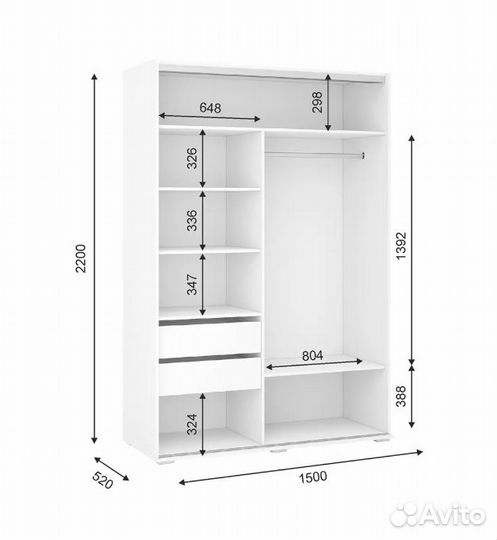 Шкаф купе Белый Глянец 3 метра