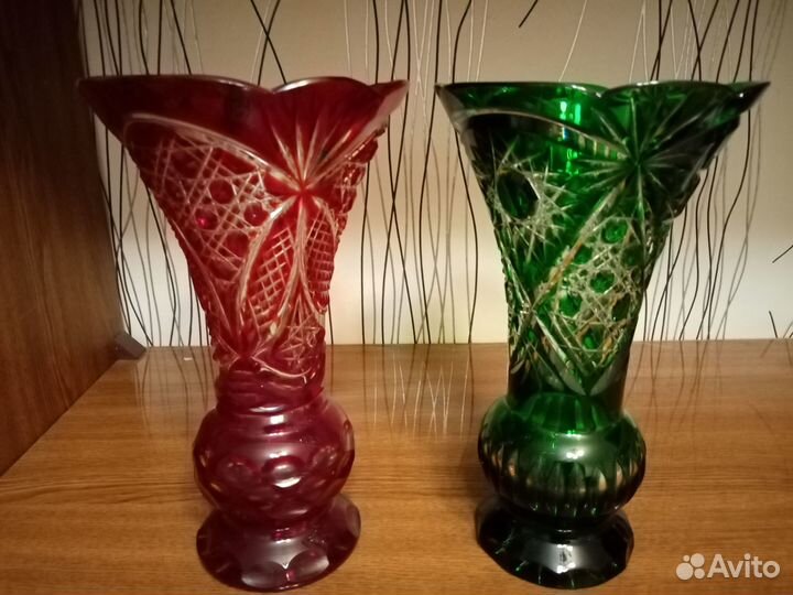 Ваза цветной хрусталь