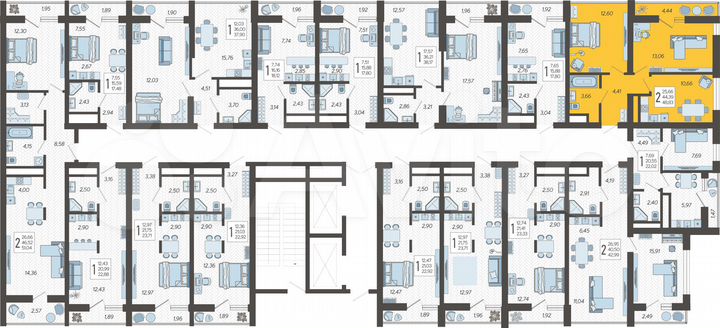 2-к. квартира, 48,8 м², 10/19 эт.
