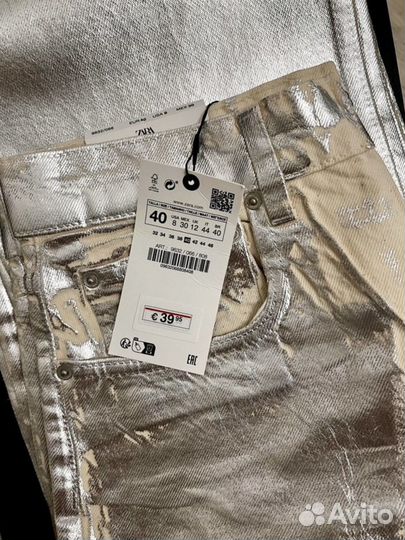 Джинсы zara металлик