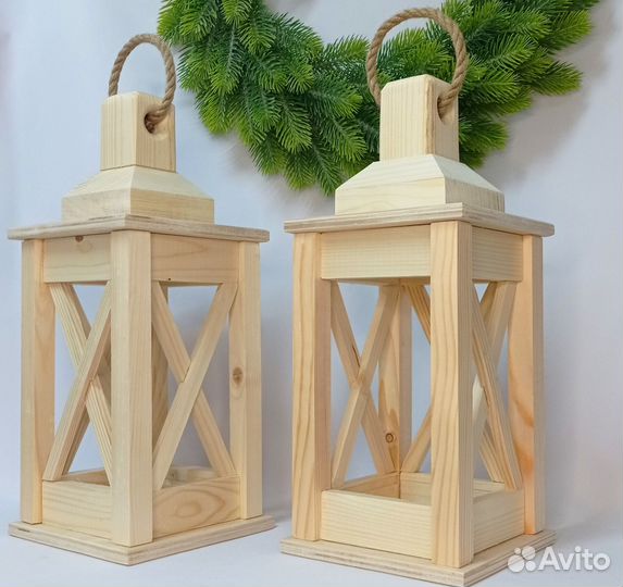 Фонарь декоративный из дерева
