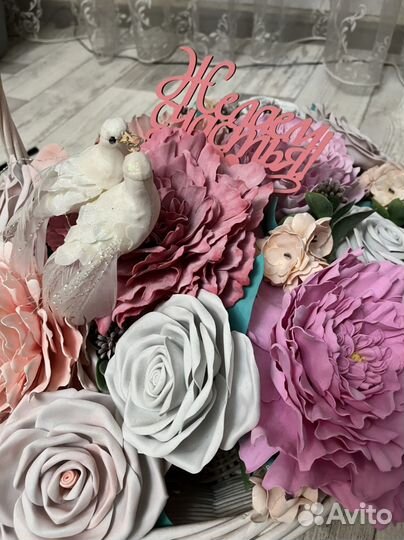 Свадебная корзинка, букет из фоамирана