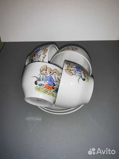 Набор чайный из 4 чашек и 3 блюдец, детский
