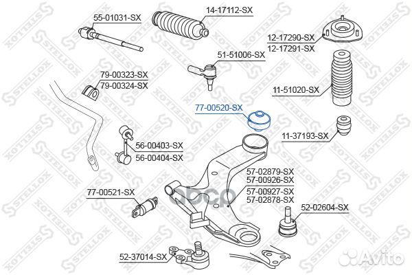77-00520-SX сайлентблок перед.рычага зад. Hyun