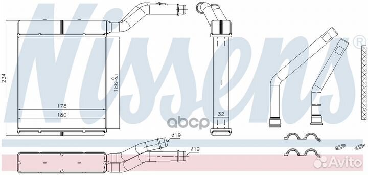 Радиатор отопителя 238x180 ford Focus/C-max/M