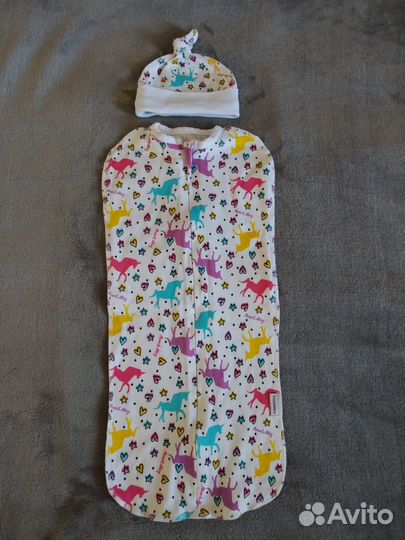 Пеленка кокон на молнии с шапочкой 56-62