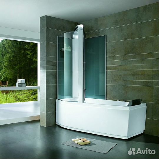 Акриловая ванна со шторкой и душевой системой Ora