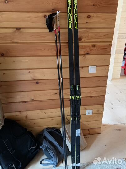 Лыжи fisher carbonlite skate plus палки swix