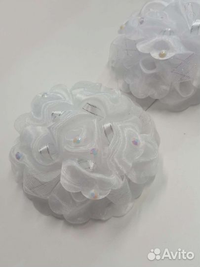 Заколка для волос, бант, белый