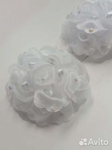 Заколка для волос, бант, белый