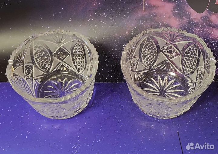 Хрусталь вазы цена за две, высота 10 см, диам.15