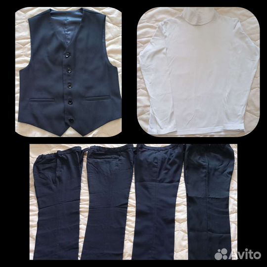 Брюки школьные 134, 140, 152; жилетка, водолазка