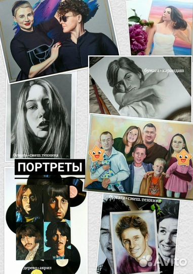 Портреты, шаржи по фото / кастом, роспись одежды