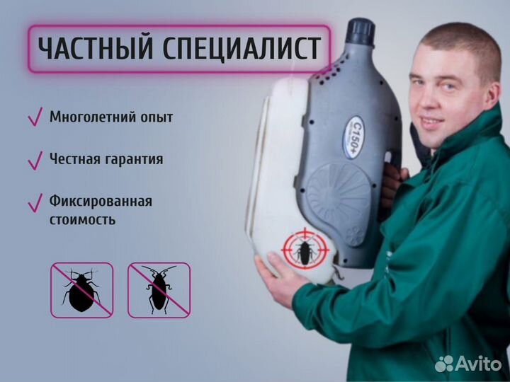 Уничтожение клопов и тараканов. Частный мастер