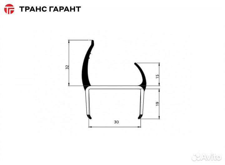 Уплотнитель резинопластиковый B-30mm. L-3m