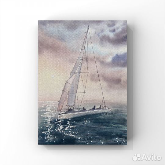 Картина акварелью Морской пейзаж