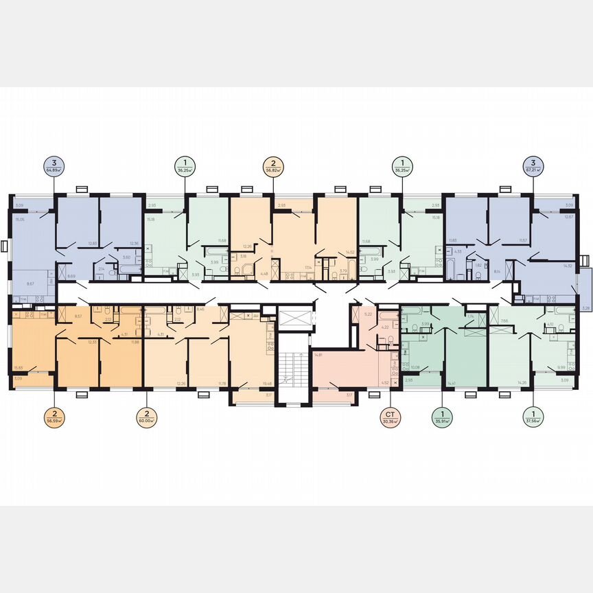 2-к. квартира, 58,4 м², 7/9 эт.
