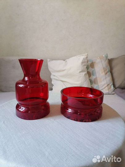 Ваза для цветов настольная, конфетница стеклянная