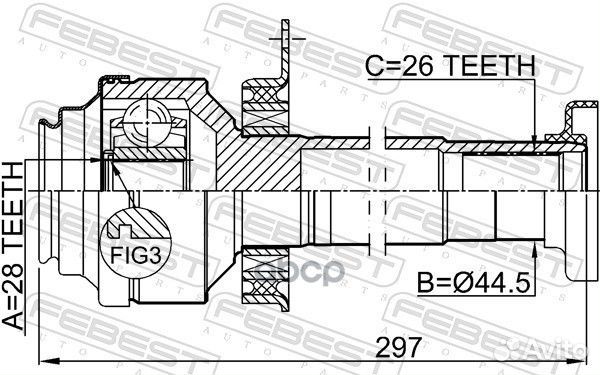 Шрус внутренний R 28x48.6x26 volkswagen transpo