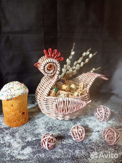 Курочка-конфетница плетеная