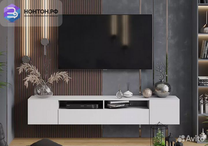 Тв-Тумба Денвер белый текстурный