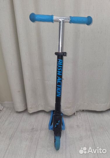 Самокат двухколёсный rush action синий детский