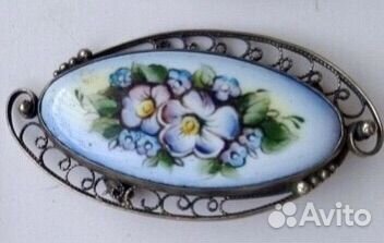 Винтажная брошь мельхиор латунь стекло СССР